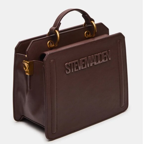 NIB STEVE MADDEN BEVELYN BAG SCARF CHARM BOX GIFT SET BROWN $154 - Picture 3 of 6